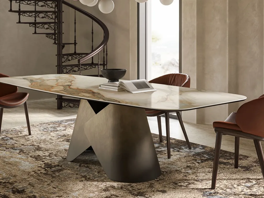 Tavolo in ceramica con base in metallo Scott Keramik di Cattelan Italia