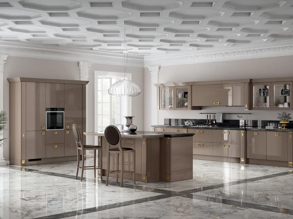 Cucina Classica Exclusiva in Laccato lucido Grigio Tundra di Scavolini