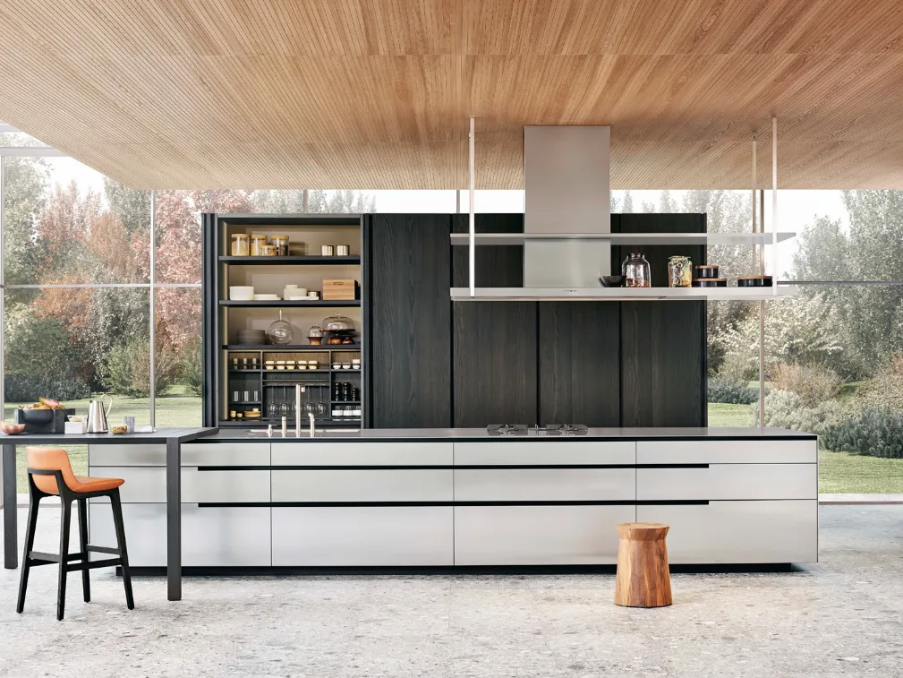 Cucina Design lineare Phoenix 01 in acciaio di Poliform