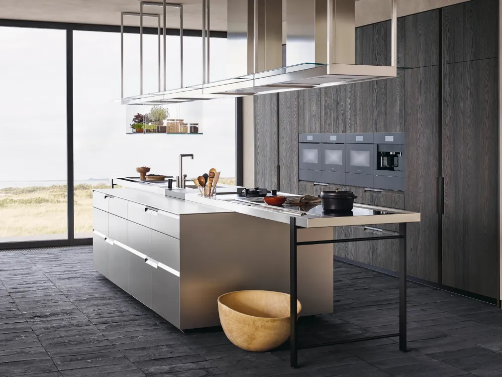 Cucina Design lineare Shape 01 in acciaio di Poliform
