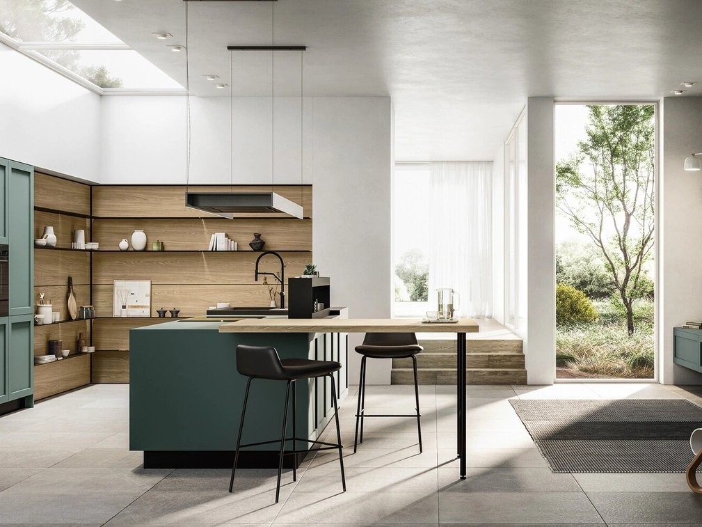 Cucina Moderna in Pet e laminato con isola Alma di Arredo3