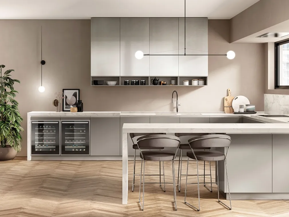 Cucina Moderna Boxi laccato Grigio titanio di Scavolini