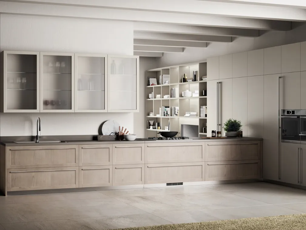 Cucina Moderna Carattere in Frassino Arena e laccato Tortora di Scavolini