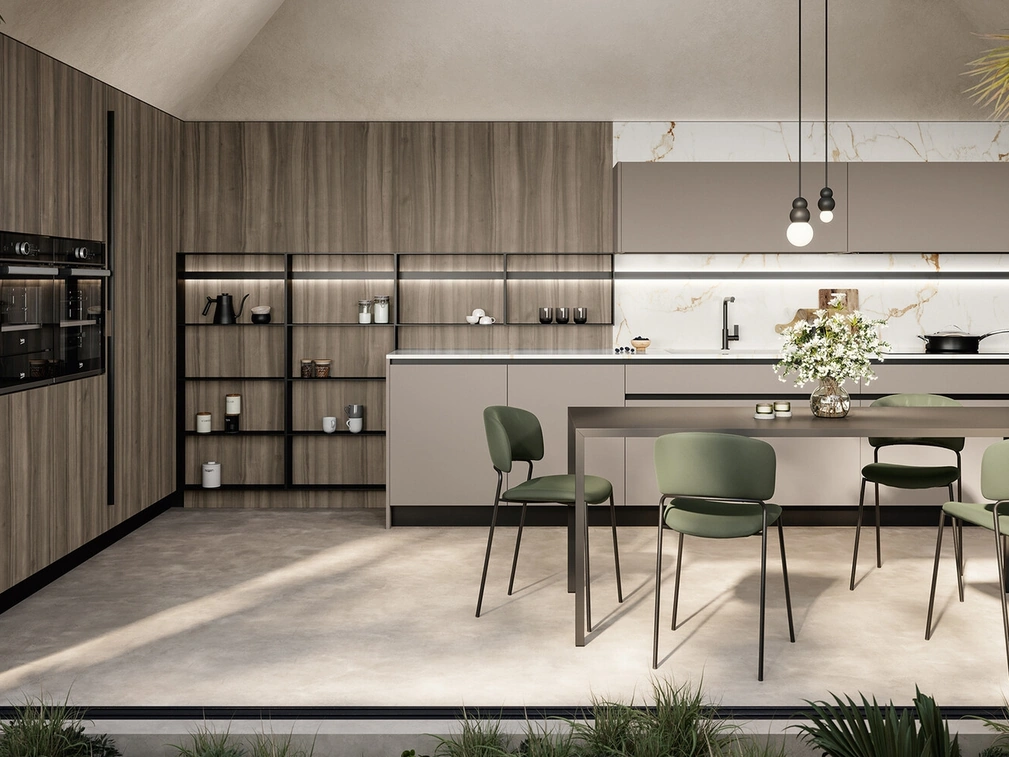 Cucina Moderna angolare in laccato e laminato Cloe di Arredo3