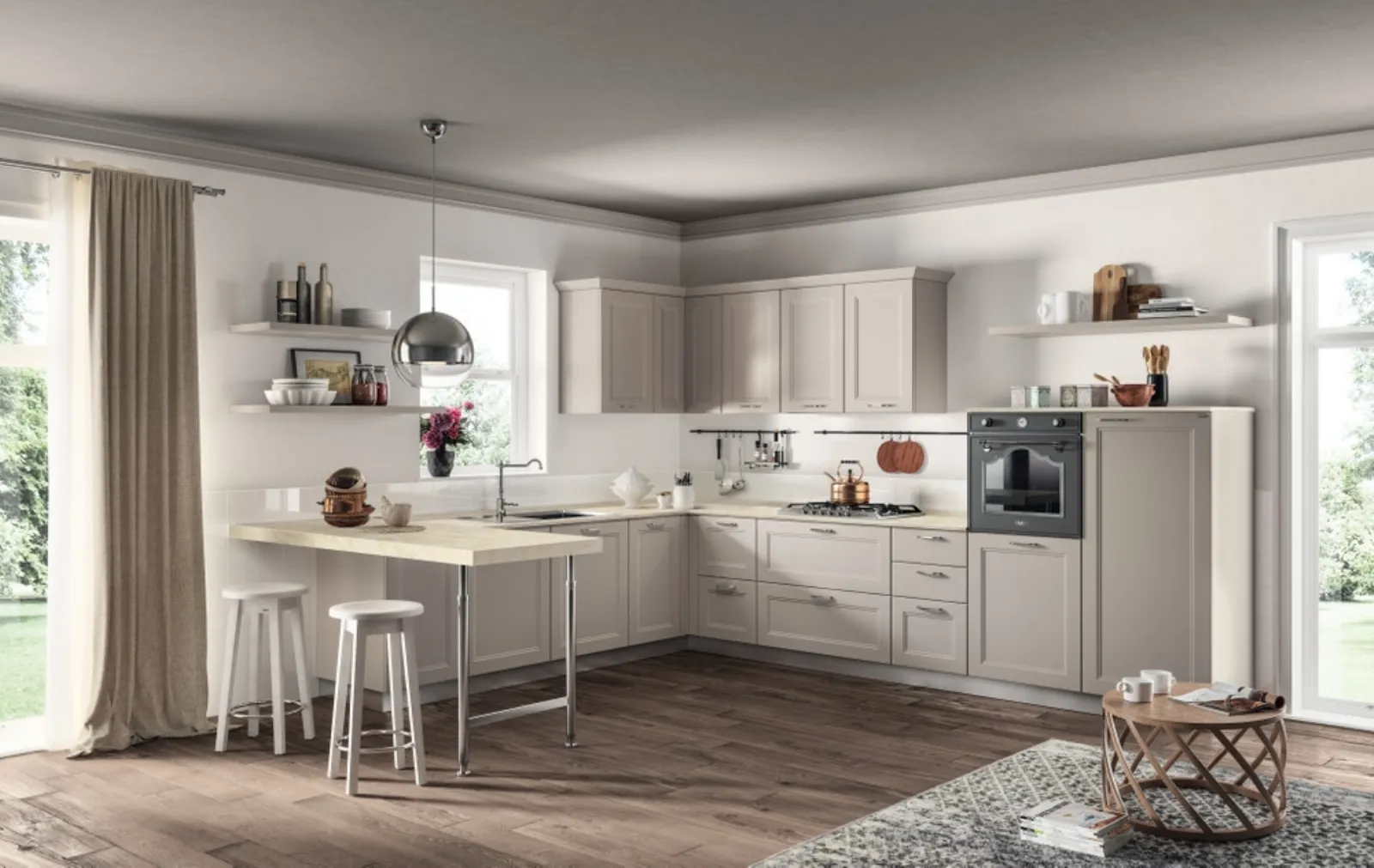 Cucina Moderna Colony laccato opaco Sabbia di Scavolini