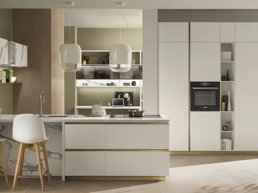 Cucina Moderna DeLinea in laccato Bianco Prestige di Scavolini