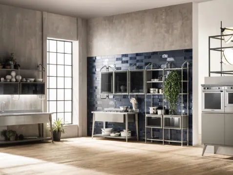 Diesel Open Workshop con top in Corian e finiture Acciaio Soft