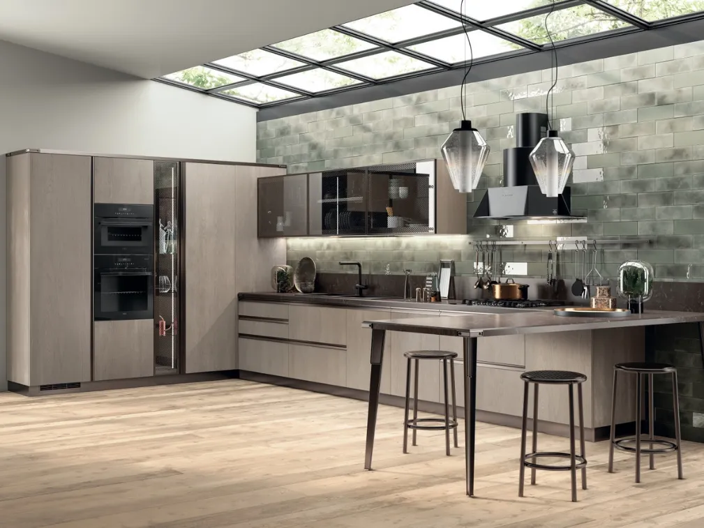 Cucina Moderna Diesel Open Workshop Rovere Gessato di Scavolini