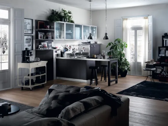 Cucina Moderna Diesel Social Kitchen 05 in Rovere Tempera Black di Scavolini