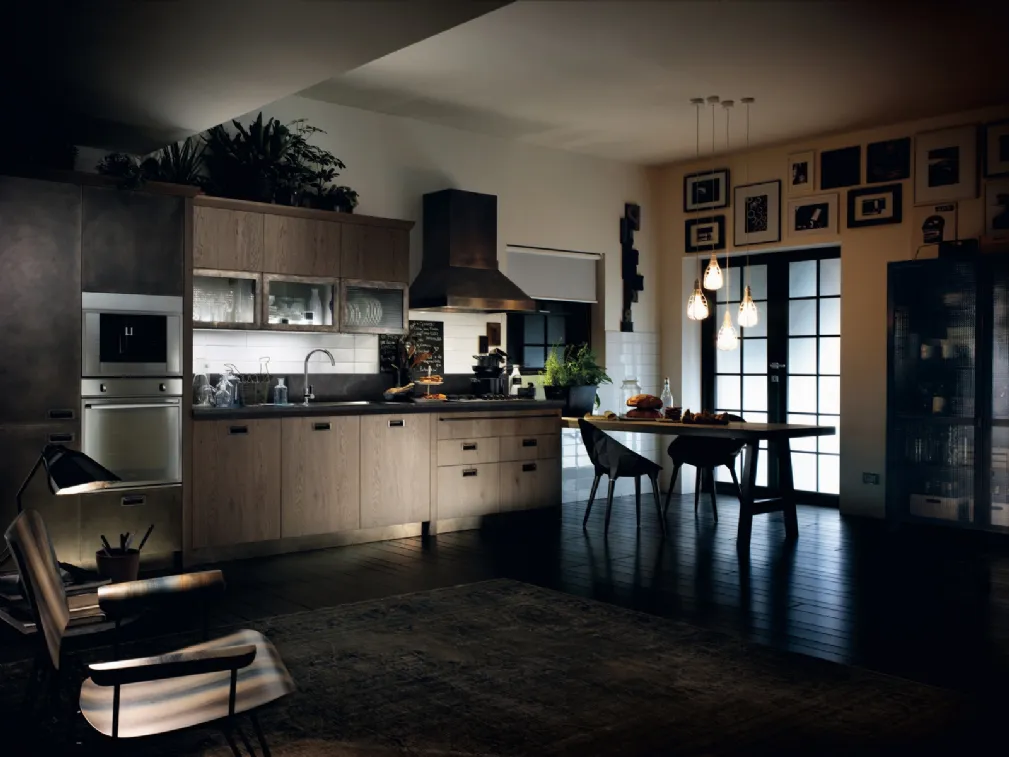 Cucina Moderna Diesel Social Kitchen in Ruxe Grey con penisola di Scavolini