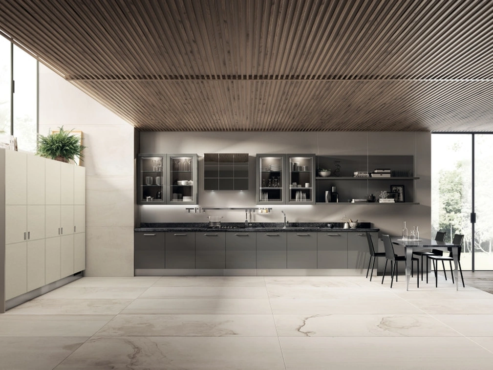 Cucina Moderna Exclusiva 08 in laccato lucido Titanio di Scavolini