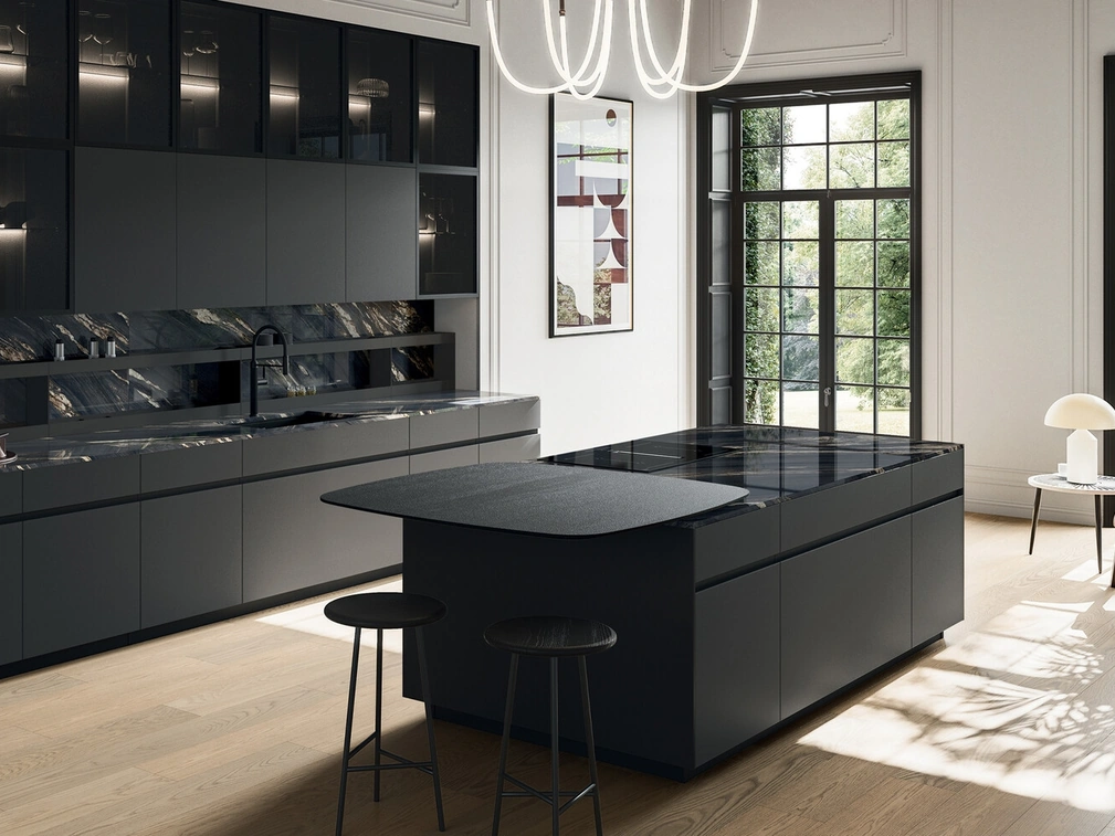 Cucina Moderna con isola in vetro opaco Glass di Arredo3