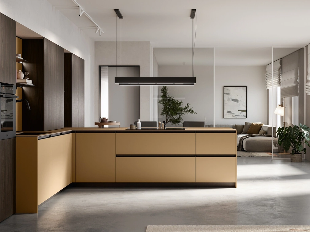 Cucina Moderna con penisola in Pet e laminato Kalì di Arredo3