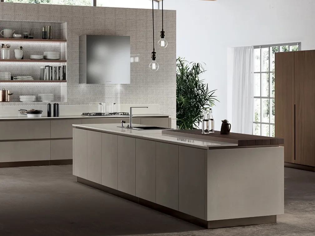 Cucina Moderna Liberamente Biomalta Argilla Delhi e Noce Royal di Scavolini