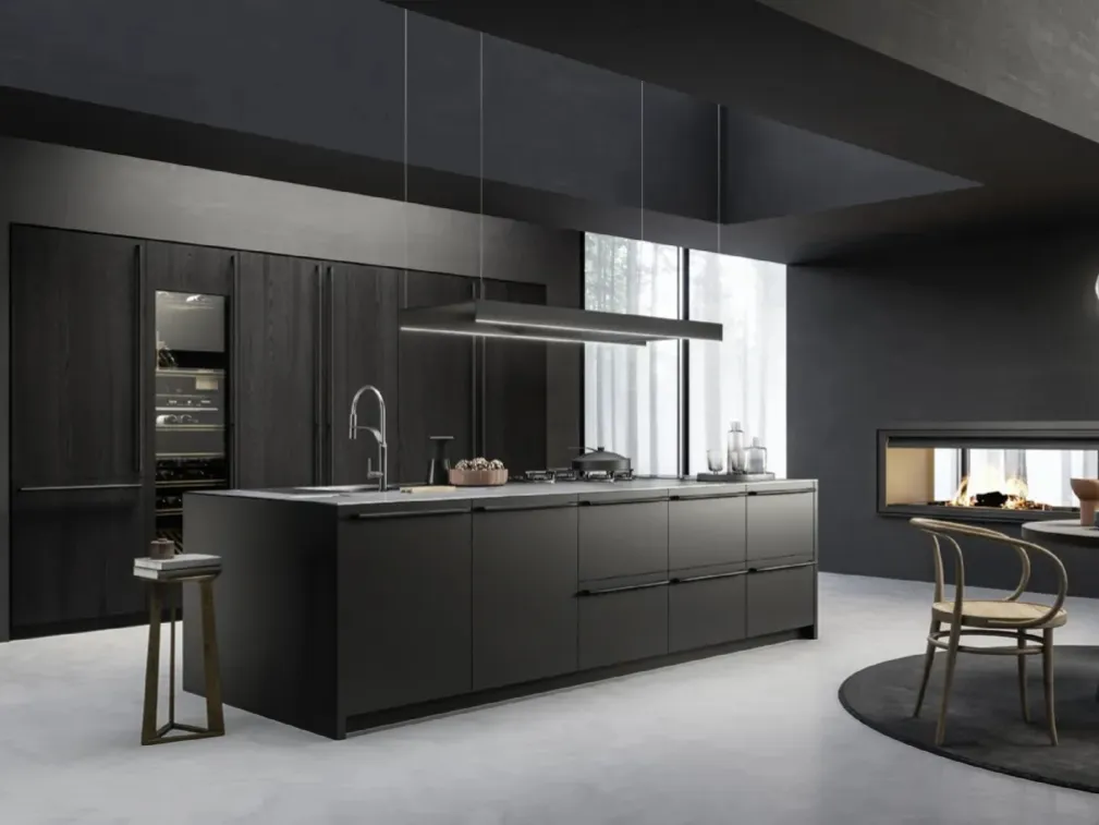 Cucina Moderna con isola M2 Crea Nero di Meson's Cucine