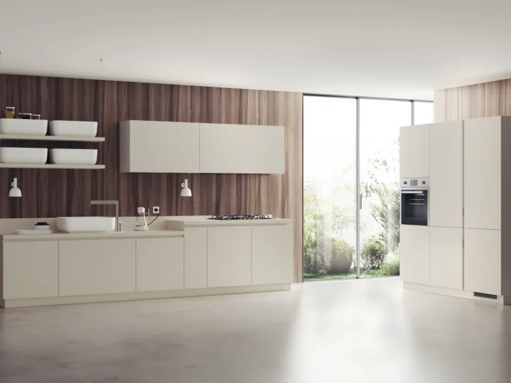 Cucina Moderna Qi in decorativo Grigio Gabbiano di Scavolini