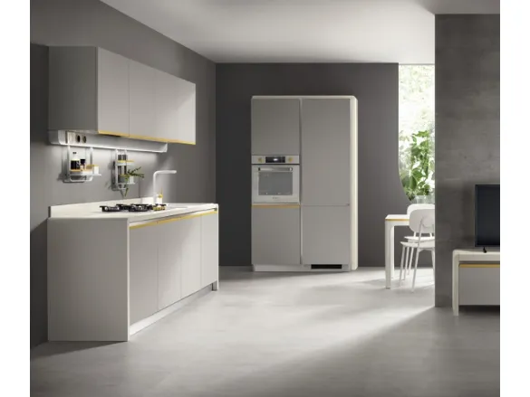 Cucina Moderna Dandy Plus Grigio con maniglia Giallo Senape di Scavolini