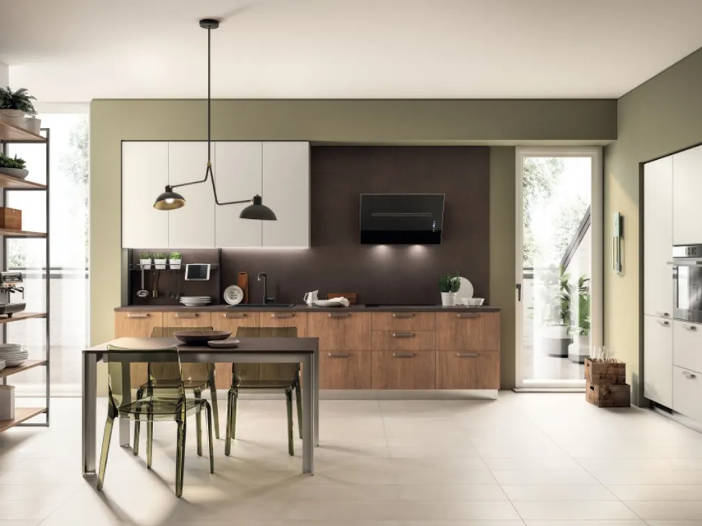 Cucina su misura Sax 07 in Rovere Land e decorativo Nebbia di Scavolini